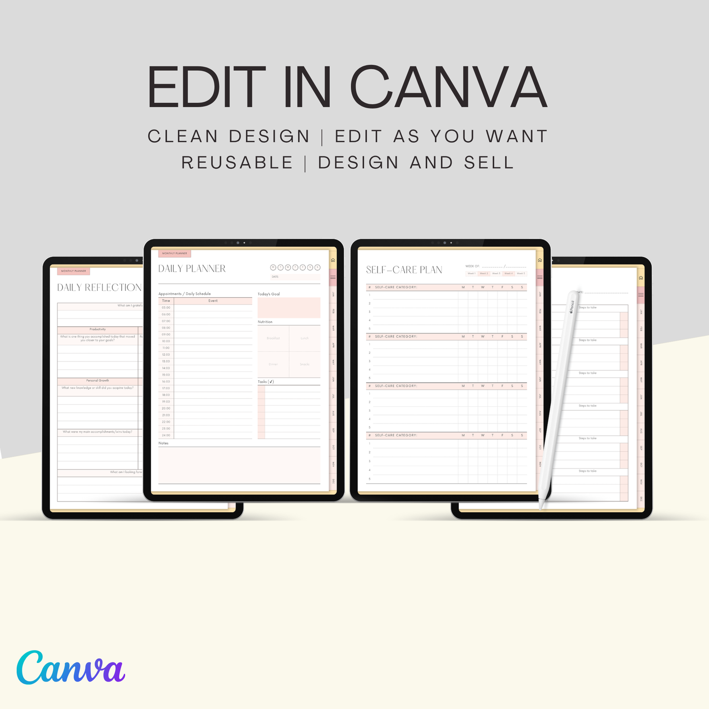 All-in-One Hyperlinked Digital Planner – 75+ Pages + Social Media Templates & Etsy Listing Mockups