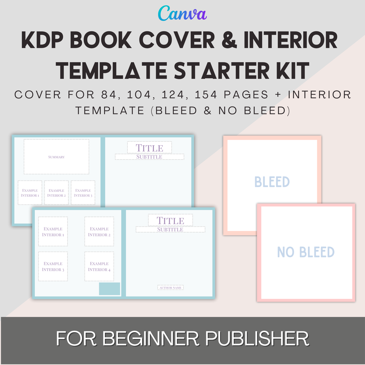 KDP Kids Coloring Book Template Bundle – Canva Editable Cover and Interiors | 8.5x8.5 in | Bleed & No Bleed | Beginner Self Publisher Kit