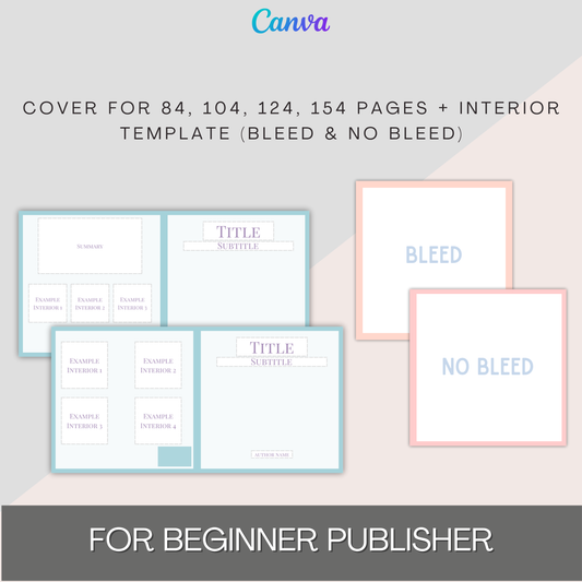KDP Kids Coloring Book Template Bundle – Canva Editable Cover and Interiors | 8.5x8.5 in | Bleed & No Bleed | Beginner Self Publisher Kit