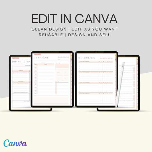 All-in-One Hyperlinked Digital Planner – 75+ Pages + Social Media Templates & Etsy Listing Mockups