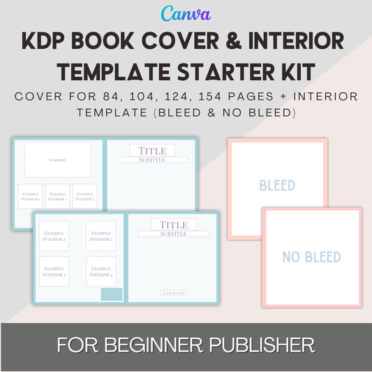 KDP Kids Coloring Book Template Bundle – Canva Editable Cover and Interiors | 8.5x8.5 in | Bleed & No Bleed | Beginner Self Publisher Kit