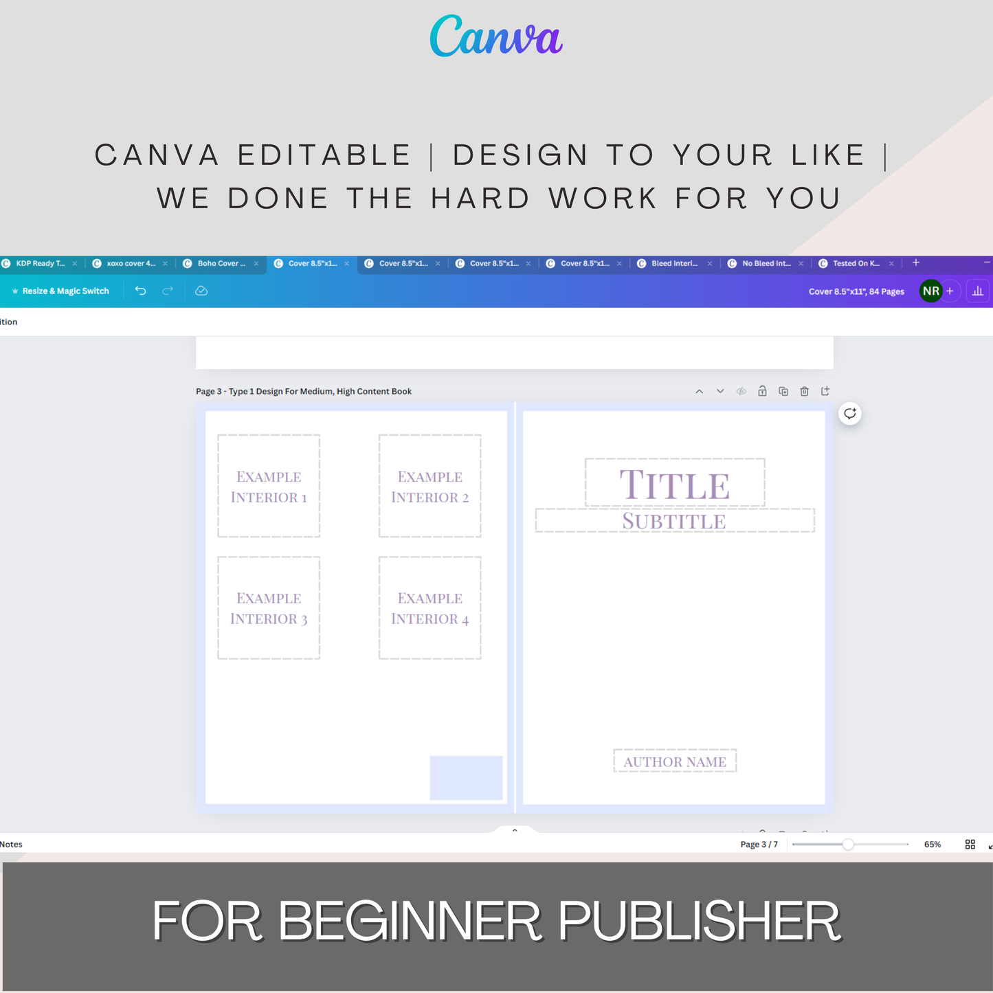 KDP Kids Coloring Book Template Bundle – Canva Editable Cover and Interiors | 8.5x8.5 in | Bleed & No Bleed | Beginner Self Publisher Kit