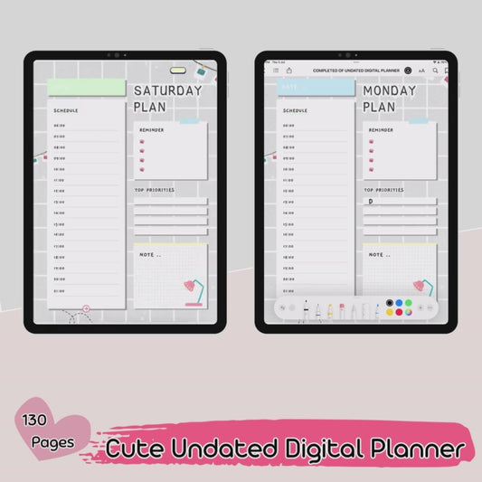 102-Page Hyperlinked Digital Planner in Gray – Includes Trackers, Lists & Notes | Reusable & Undated